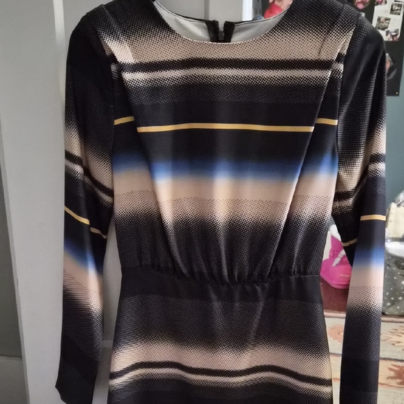 BCBG Black and Blue Striped Long Sleeve Dress BCBG Black and Blue Striped Long Sleeve Dress